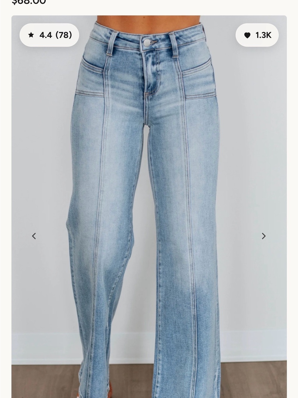 Risen Rozlyn High-Rise Wide-Leg Jeans with Front Seam like new 29